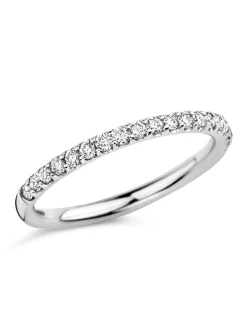 Alliance 1/2 tour diamants or blanc 18 carats