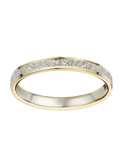 Alliance bicolore 9 carats effet diamanté