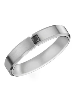 Alliance Brillaxis en platine brossée diamant noir
