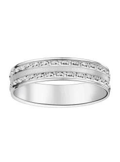 Alliance Brillaxis or blanc 9 carats brossée/ciselée