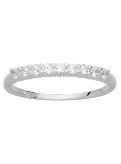 Alliance demi-tour oxydes griffes or blanc 9 carats