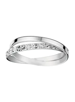 Alliance deux anneaux entrelacés or blanc 18 carats