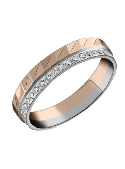 Alliance diamants or rose et blanc 18 carats