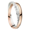 Alliance entrelacée or rose et blanc 9 carats