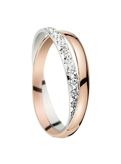 Alliance entrelacée or rose et blanc 9 carats