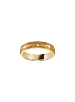 Alliance homme en or jaune 18 carats_x005f_x000D_double finition et diamant