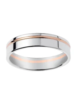 Alliance moderne bicolore liseré rose or 18 carats