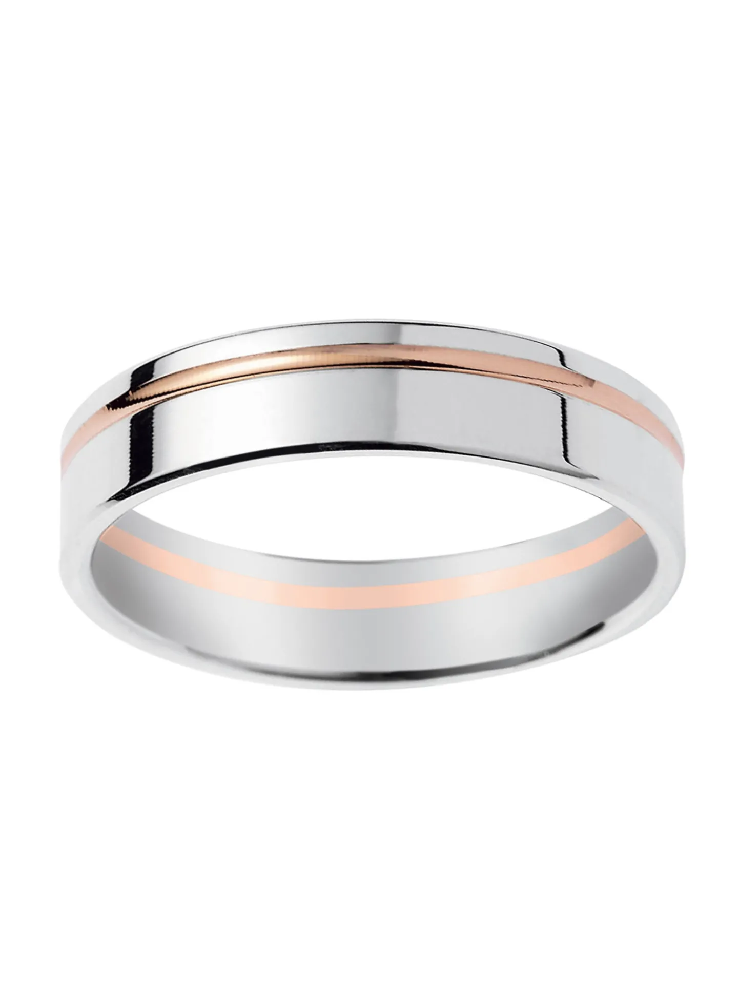Alliance moderne bicolore liseré rose or 18 carats
