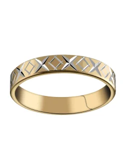 Alliance moderne ciselée or bicolore 18 carats