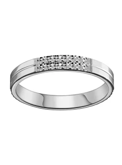 Alliance moderne ciselée or blanc 18 carats