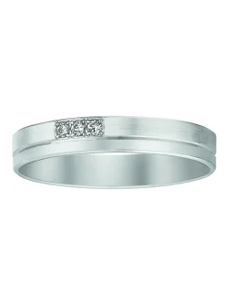 Alliance moderne plate diamants or blanc 18 carats
