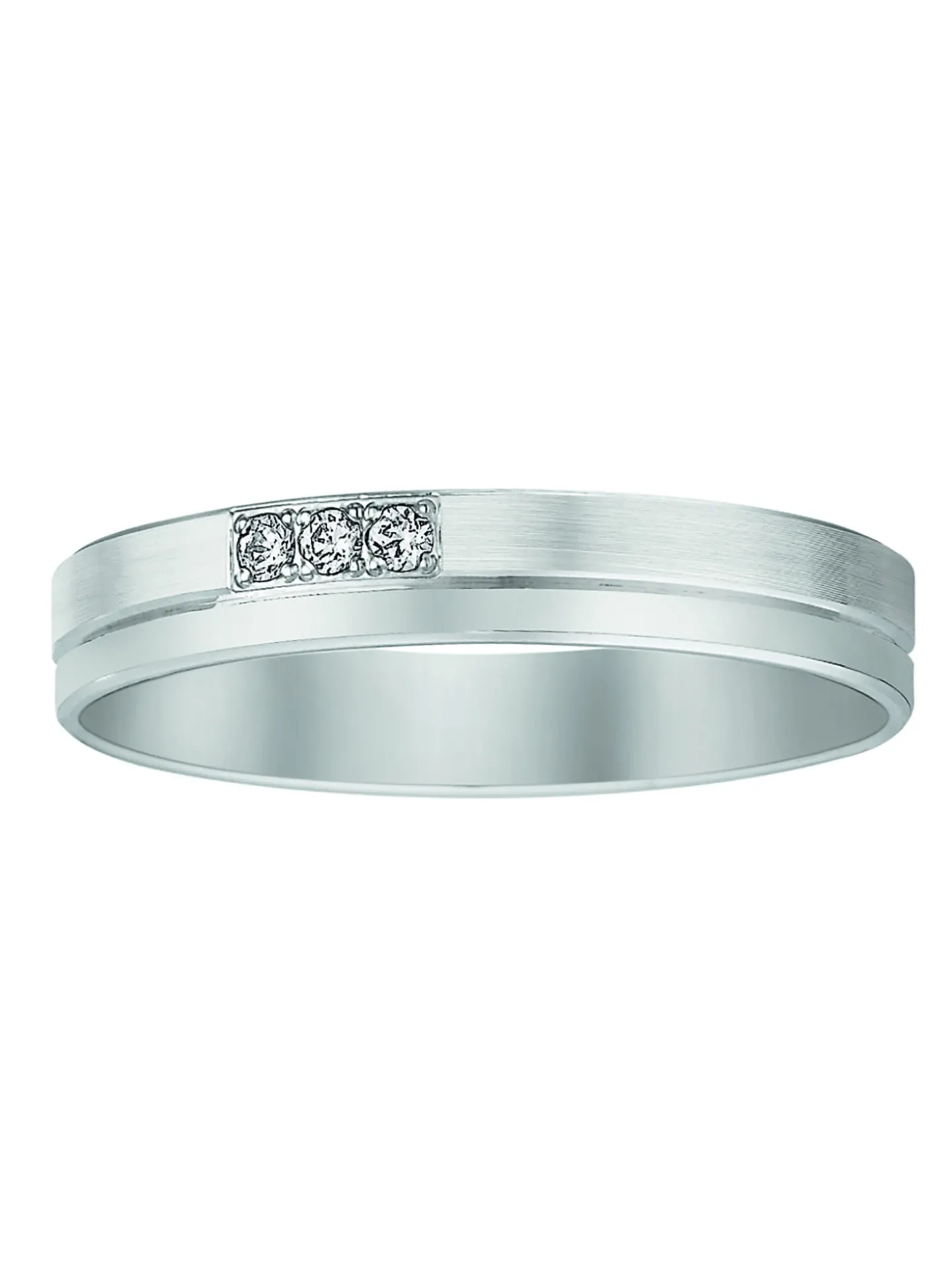 Alliance moderne plate diamants or blanc 18 carats