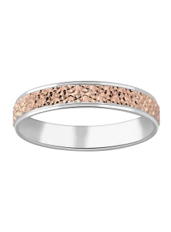 Alliance or 9 carats rose et blanc effet diamanté