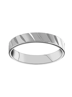 Alliance or blanc 18 carats striée de biais