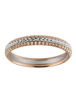 Alliance or rose et blanc 9 carats ciselée