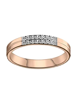 Alliance or rose et blanc 9 carats polie/ciselée