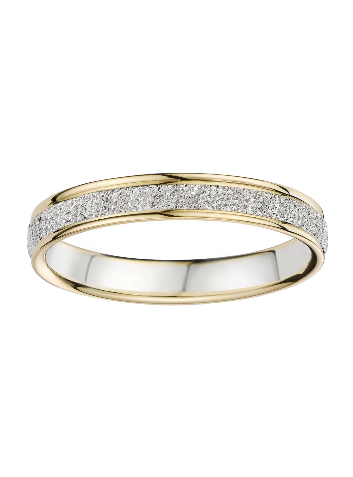 Alliance plate bicolore effet diamanté or 9 carats