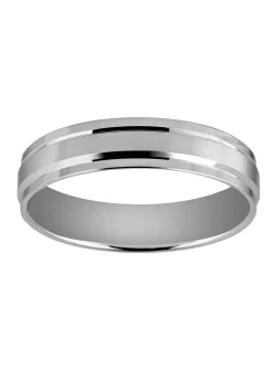 Alliance ruban brossée et polie_x005f_x000D_or blanc 18 carats brossée et polie