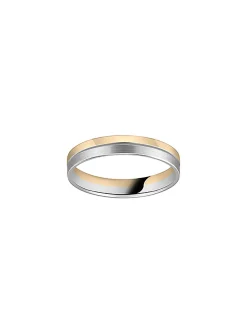 Alliance ruban homme bi-color or jaune et or blanc