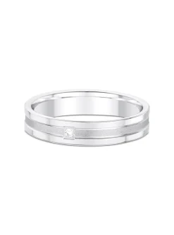 Alliance serti grain diamant or blanc 375/1000