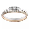 Bague 2 anneaux or bicolore 9 carats oxydes
