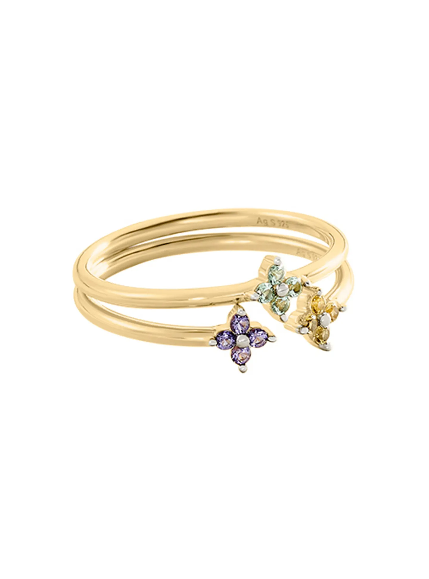 Bague Agatha Beloved 3 motifs dorée T54