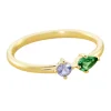 Bague Agatha fine Astre vert/doré