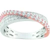 Bague Brillaxis 2 rangs rose et blanc