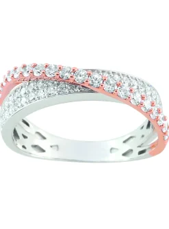 Bague Brillaxis 2 rangs rose et blanc