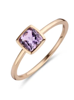 Bague Brillaxis Améthyste carré or rose 18 carats