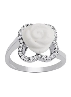 Bague Brillaxis argent fleur blanche