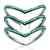 Bague Brillaxis argent motif V trois anneaux