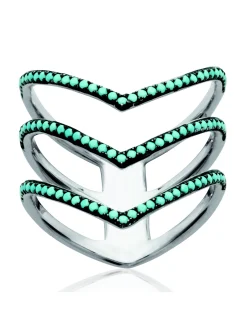 Bague Brillaxis argent motif V trois anneaux