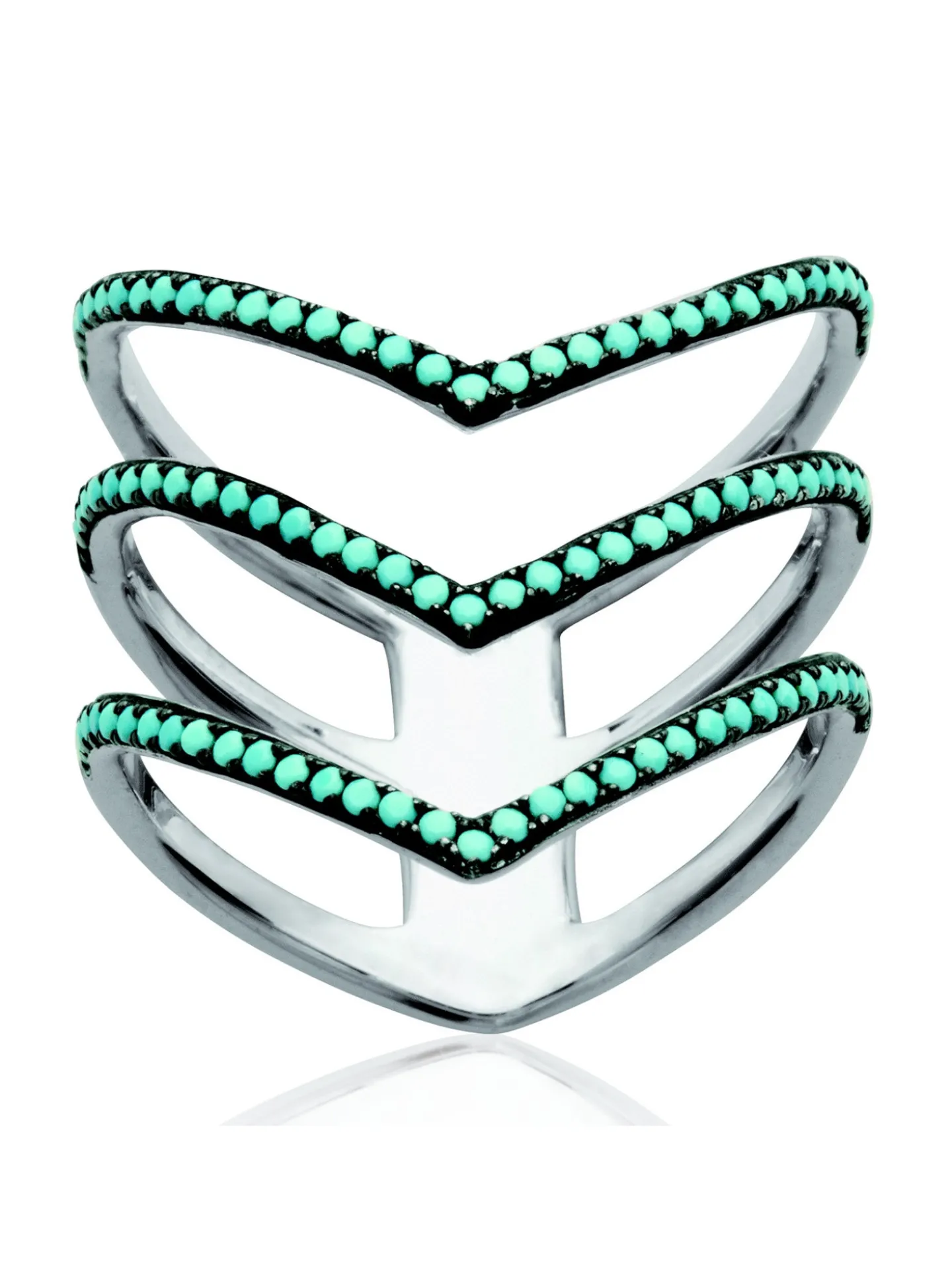 Bague Brillaxis argent motif V trois anneaux