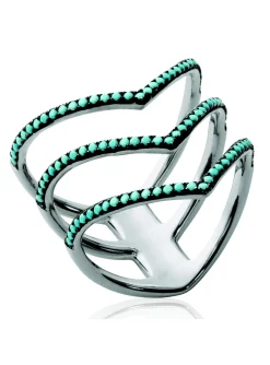 Bague Brillaxis argent motif V trois anneaux