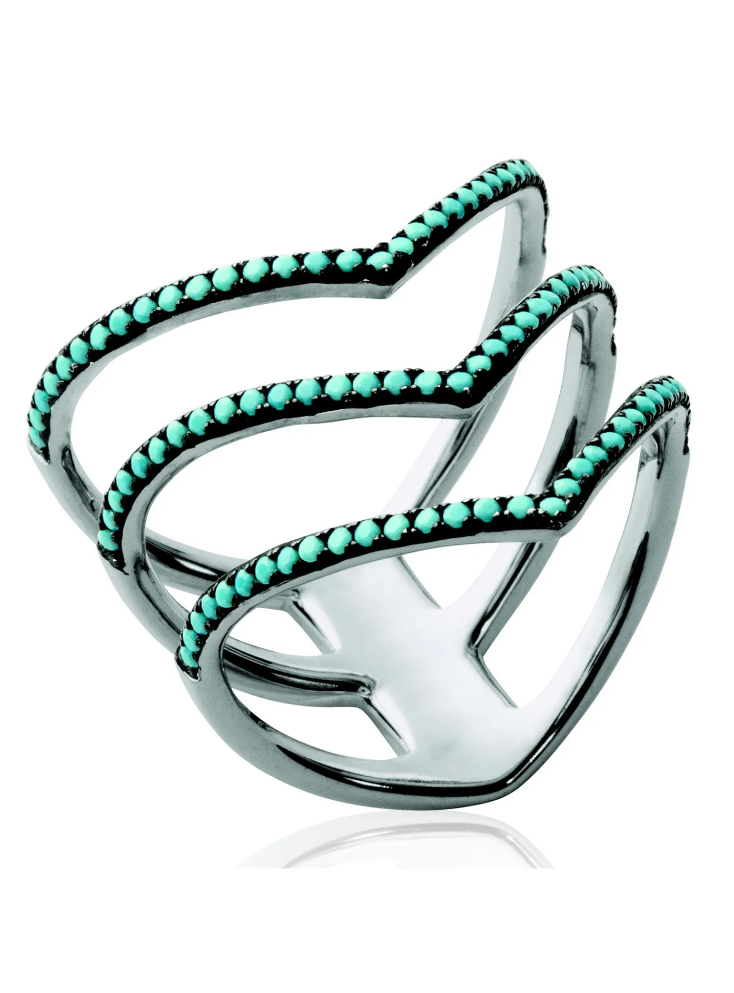 Bague Brillaxis argent motif V trois anneaux