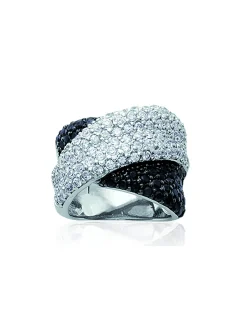 Bague Brillaxis argent pavage croisé