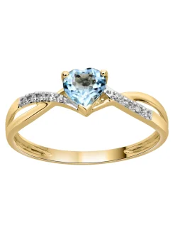 Bague Brillaxis coeur topaze bleue