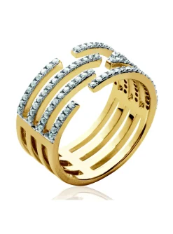 Bague Brillaxis dorée 4 rangs