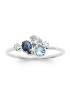 Bague Brillaxis en argent rhodié et oxydes colorés