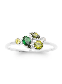 Bague Brillaxis en argent rhodié et oxydes colorés