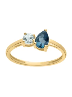 Bague Brillaxis en or jaune 18k topaze blue london_x005f_x000D_et topaze