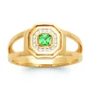 Bague Brillaxis en plaqué or et pierre verte