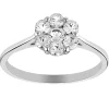 Bague Brillaxis fleur or blanc 9 carats oxydes