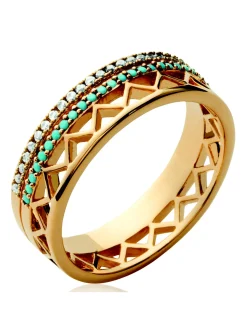 Bague Brillaxis inca empierrée plaqué or