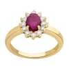 Bague Brillaxis marguerite or rubis diamants