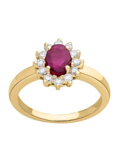 Bague Brillaxis marguerite or rubis diamants