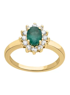 Bague Brillaxis marguerite or émeraude diamants