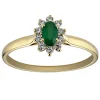 Bague Brillaxis marguerite or émeraude diamants