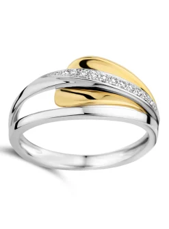 Bague Brillaxis motif ajouré or bicolore diamants